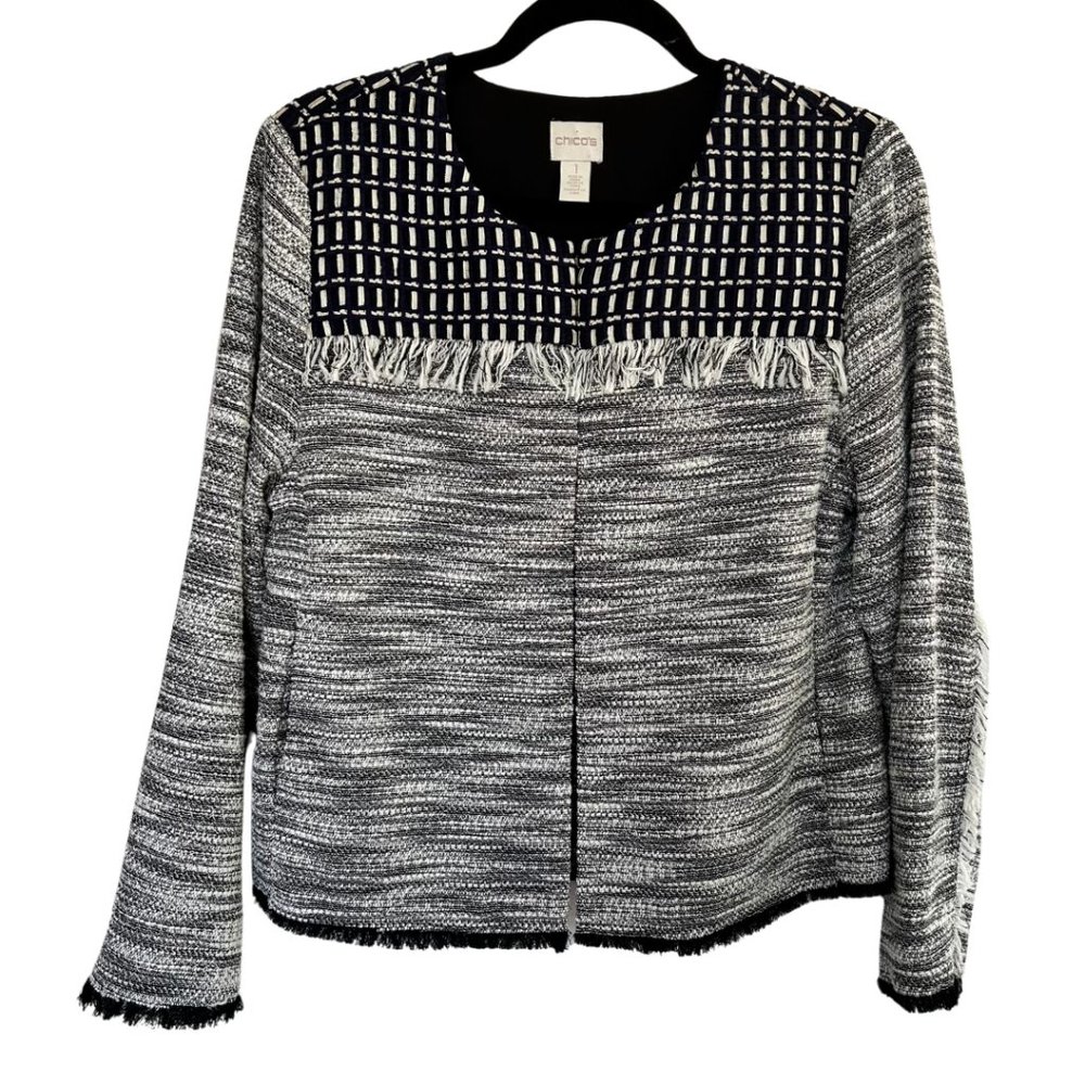 Chico's Pieced Detail Jacket Women's Sz M (1)